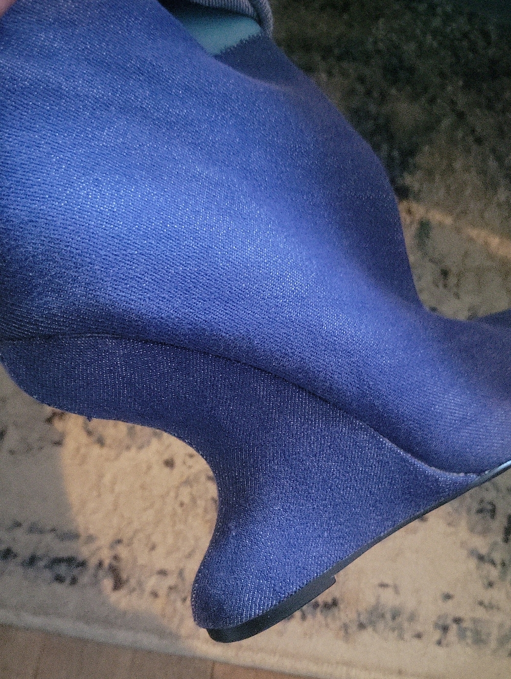 AZALEA WANG Blue Fold-Over STYLISH DENIM BOOTS - Picture 9 of 11